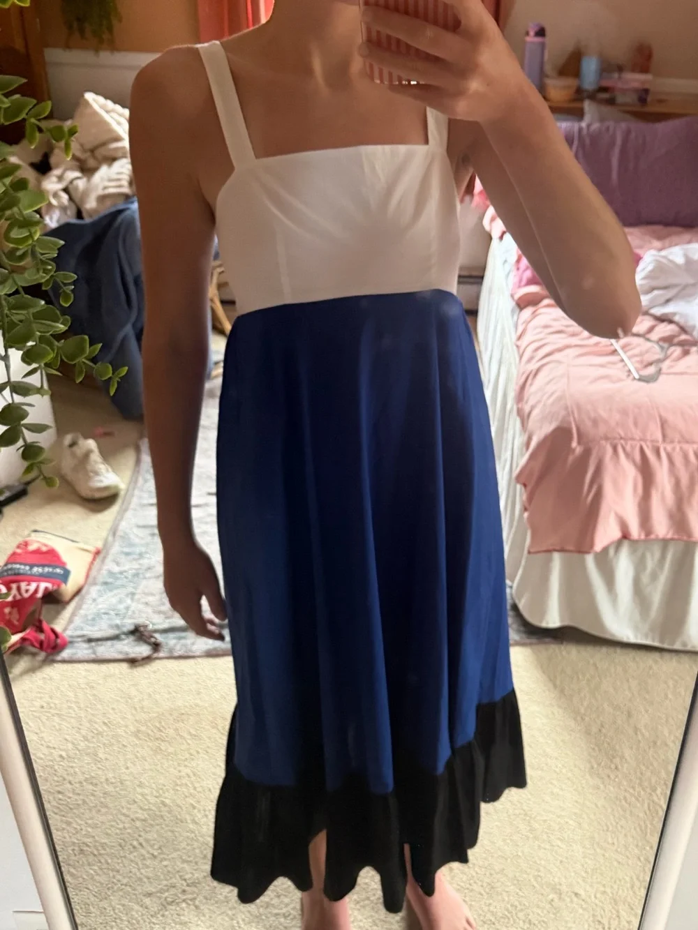 kate spade Blue, White and Black Colorblock Maxi Dress